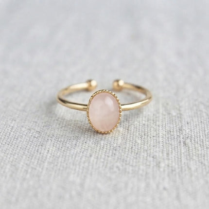 Bague quartz rose et plaquée or