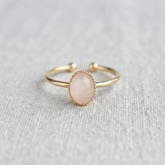 Bague quartz rose et plaquée or