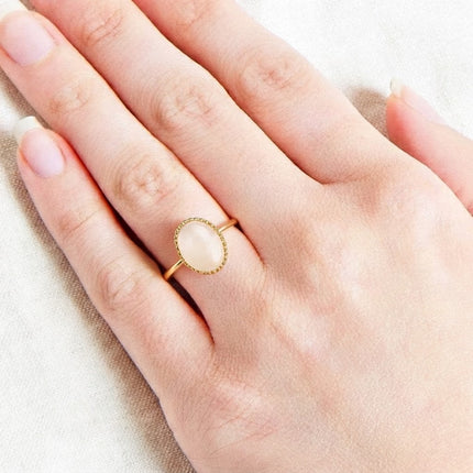Bague quartz rose et plaquée or