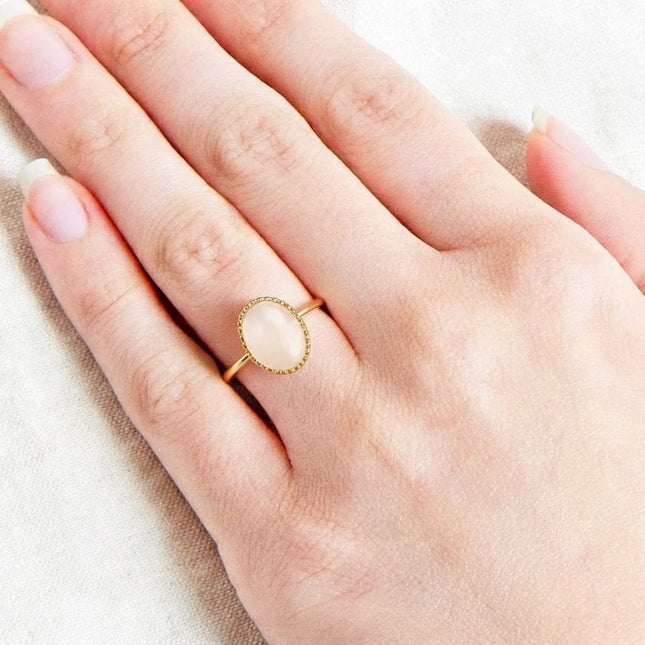 Bague quartz rose et plaquée or