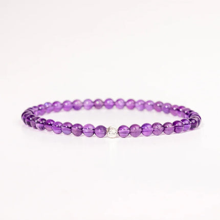 BRACELET ENERGIE AMETHYSTE ET PERLE ARGENT 925 4mm