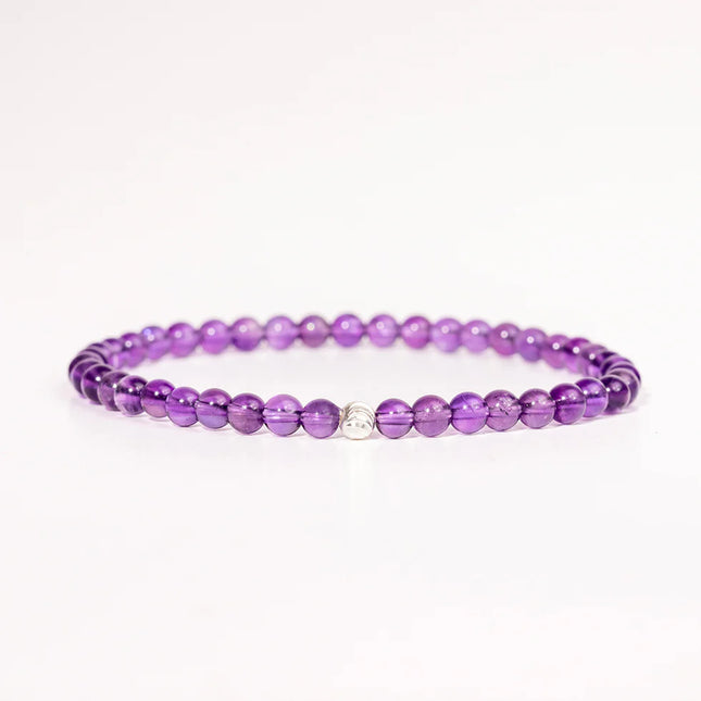 BRACELET ENERGIE AMETHYSTE ET PERLE ARGENT 925 4mm