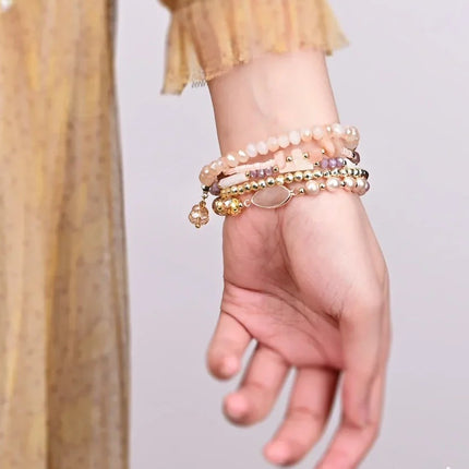 Bracelet Apple Watch en aventurine rose naturelle et perle