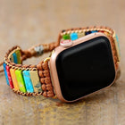 Bracelet Apple Watch en jaspe chakra doré