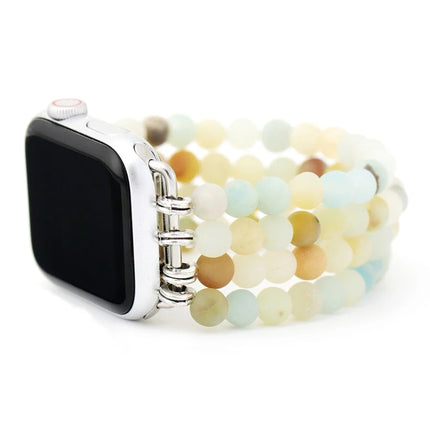 Bracelet élastique en perles d'amazonite pour Apple Watch