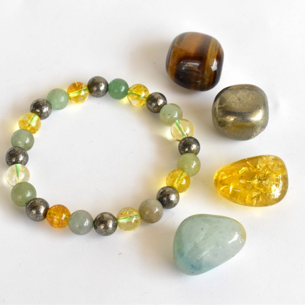 "Anti-Stress" Armband Amethyst, Rosenquarz und Bergkristall 8mm