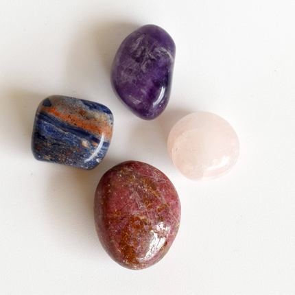 "Anti-Stress" Armband Amethyst, Rosenquarz und Bergkristall 8mm